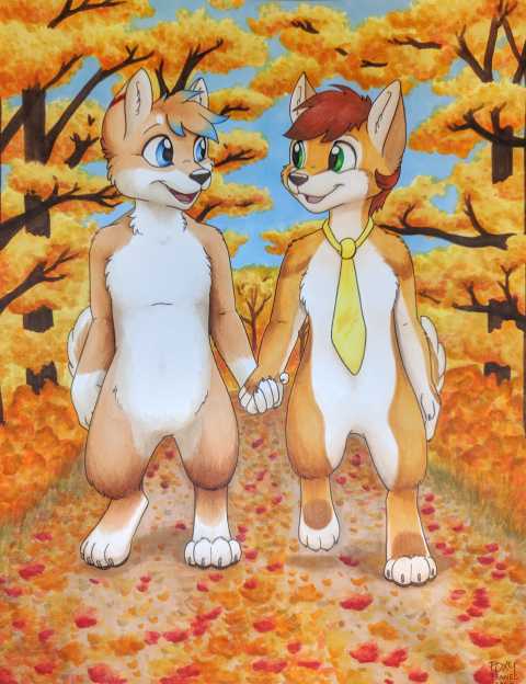 Kyru & Spazzy on a fall walk